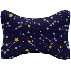 Seamless Pattern With Cartoon Zodiac Constellations Starry Sky Seat Head Rest Cushion by Pakemis