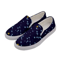 Seamless Pattern With Cartoon Zodiac Constellations Starry Sky Women s Canvas Slip Ons by Pakemis