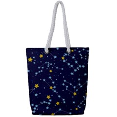 Seamless Pattern With Cartoon Zodiac Constellations Starry Sky Full Print Rope Handle Tote (small) by Pakemis