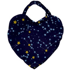 Seamless Pattern With Cartoon Zodiac Constellations Starry Sky Giant Heart Shaped Tote by Pakemis