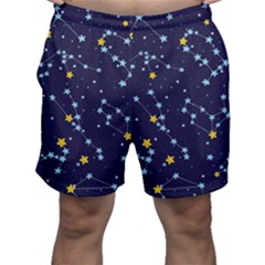 Seamless Pattern With Cartoon Zodiac Constellations Starry Sky Men s Shorts