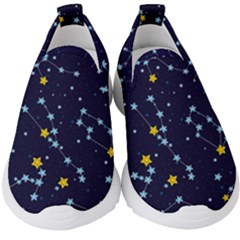 Seamless Pattern With Cartoon Zodiac Constellations Starry Sky Kids  Slip On Sneakers by Pakemis