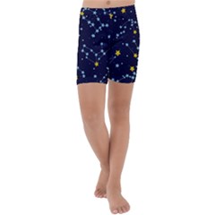 Seamless Pattern With Cartoon Zodiac Constellations Starry Sky Kids  Lightweight Velour Capri Yoga Leggings by Pakemis