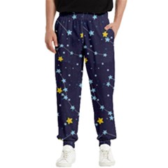 Seamless Pattern With Cartoon Zodiac Constellations Starry Sky Men s Elastic Waist Pants by Pakemis