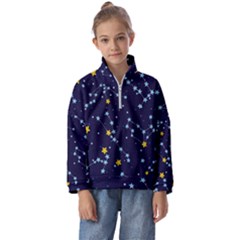 Seamless Pattern With Cartoon Zodiac Constellations Starry Sky Kids  Half Zip Hoodie by Pakemis