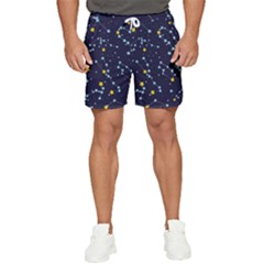 Seamless Pattern With Cartoon Zodiac Constellations Starry Sky Men s Runner Shorts