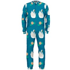 Elegant Swan Pattern With Water Lily Flowers Onepiece Jumpsuit (men) by Pakemis