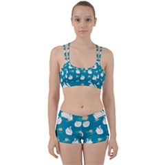 Elegant Swan Pattern With Water Lily Flowers Perfect Fit Gym Set by Pakemis