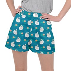 Elegant Swan Pattern With Water Lily Flowers Ripstop Shorts by Pakemis