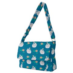 Elegant Swan Pattern With Water Lily Flowers Full Print Messenger Bag (m) by Pakemis