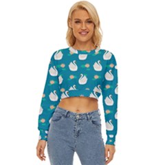 Elegant Swan Pattern With Water Lily Flowers Lightweight Long Sleeve Sweatshirt by Pakemis