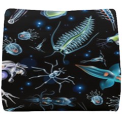 Colorful Abstract Pattern Consisting Glowing Lights Luminescent Images Marine Plankton Dark Backgrou Seat Cushion by Pakemis