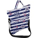 Seamless Marine Pattern Fold Over Handle Tote Bag View1