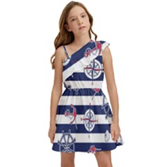 Seamless Marine Pattern Kids  One Shoulder Party Dress by Pakemis