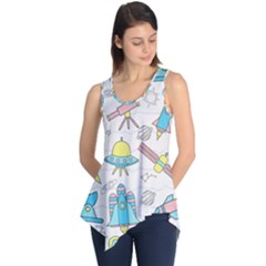 Cute-seamless-pattern-with-space Sleeveless Tunic by Pakemis