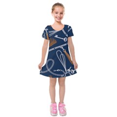 Chains-seamless-pattern Kids  Short Sleeve Velvet Dress by Pakemis