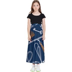 Chains-seamless-pattern Kids  Flared Maxi Skirt