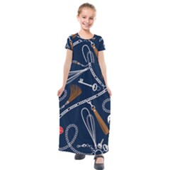 Chains-seamless-pattern Kids  Short Sleeve Maxi Dress by Pakemis