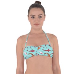 Pattern-with-koi-fishes Halter Bandeau Bikini Top by Pakemis