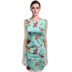 Pattern-with-koi-fishes Classic Sleeveless Midi Dress by Pakemis