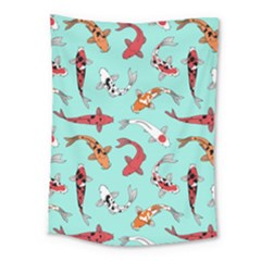 Pattern-with-koi-fishes Medium Tapestry by Pakemis