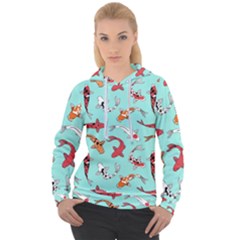 Pattern-with-koi-fishes Women s Overhead Hoodie by Pakemis