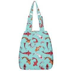 Pattern-with-koi-fishes Center Zip Backpack by Pakemis