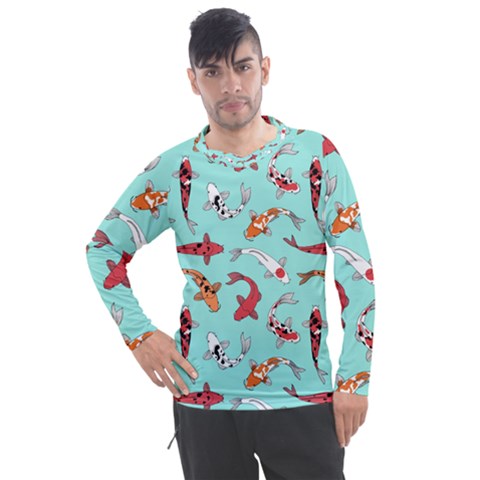 Pattern-with-koi-fishes Men s Pique Long Sleeve Tee by Pakemis