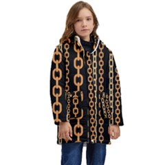 Gold-chain-jewelry-seamless-pattern Kid s Hooded Longline Puffer Jacket by Pakemis