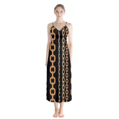 Gold-chain-jewelry-seamless-pattern Button Up Chiffon Maxi Dress by Pakemis