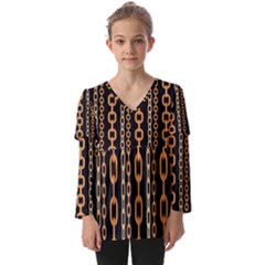 Gold-chain-jewelry-seamless-pattern Kids  V Neck Casual Top by Pakemis