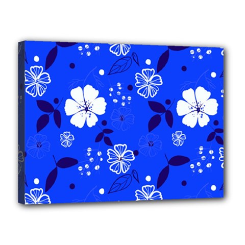 Blooming-seamless-pattern-blue-colors Canvas 16  X 12  (stretched) by Pakemis