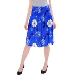 Blooming-seamless-pattern-blue-colors Midi Beach Skirt by Pakemis