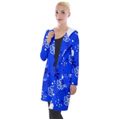 Blooming-seamless-pattern-blue-colors Hooded Pocket Cardigan