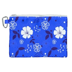 Blooming-seamless-pattern-blue-colors Canvas Cosmetic Bag (xl) by Pakemis