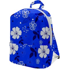 Blooming-seamless-pattern-blue-colors Zip Up Backpack by Pakemis