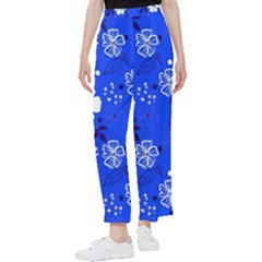 Blooming-seamless-pattern-blue-colors Women s Pants  by Pakemis