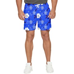 Blooming-seamless-pattern-blue-colors Men s Runner Shorts by Pakemis