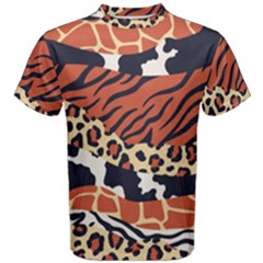 Mixed-animal-skin-print-safari-textures-mix-leopard-zebra-tiger-skins-patterns-luxury-animals-textur Men s Cotton Tee by Pakemis