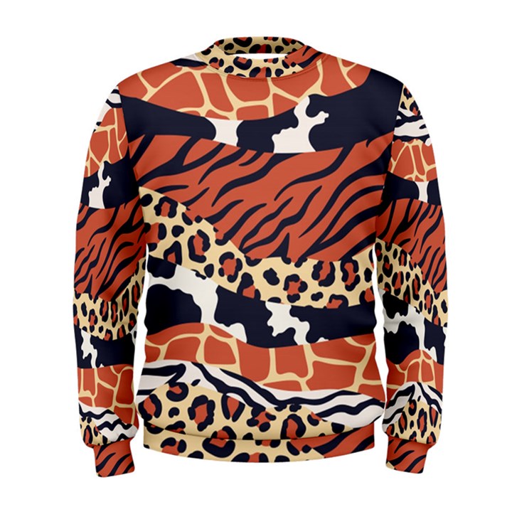 Mixed-animal-skin-print-safari-textures-mix-leopard-zebra-tiger-skins-patterns-luxury-animals-textur Men s Sweatshirt