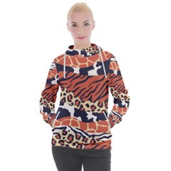 Mixed-animal-skin-print-safari-textures-mix-leopard-zebra-tiger-skins-patterns-luxury-animals-textur Women s Hooded Pullover by Pakemis