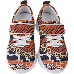 Mixed-animal-skin-print-safari-textures-mix-leopard-zebra-tiger-skins-patterns-luxury-animals-textur Kids  Velcro Strap Shoes by Pakemis