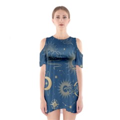 Seamless-galaxy-pattern Shoulder Cutout One Piece Dress by Pakemis