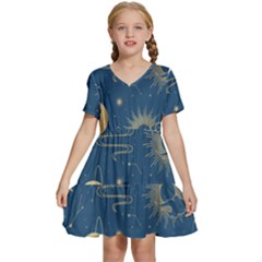 Seamless-galaxy-pattern Kids  Short Sleeve Tiered Mini Dress by Pakemis