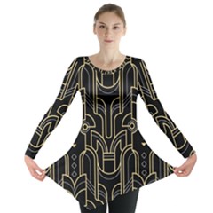 Art-deco-geometric-abstract-pattern-vector Long Sleeve Tunic  by Pakemis