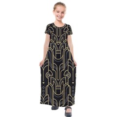 Art-deco-geometric-abstract-pattern-vector Kids  Short Sleeve Maxi Dress by Pakemis