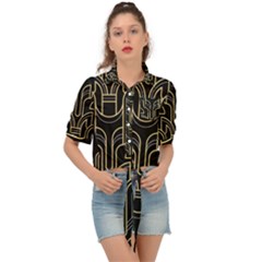 Art-deco-geometric-abstract-pattern-vector Tie Front Shirt  by Pakemis