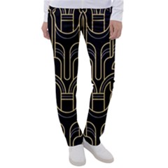 Art-deco-geometric-abstract-pattern-vector Women s Casual Pants by Pakemis