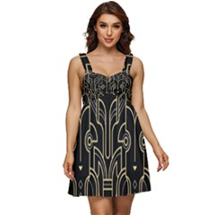 Art-deco-geometric-abstract-pattern-vector Ruffle Strap Babydoll Chiffon Dress