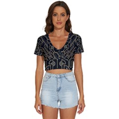 Art-deco-geometric-abstract-pattern-vector V-neck Crop Top